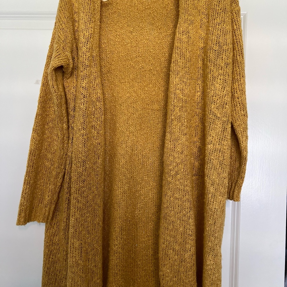 Cozy Mustard Open-Front Sweater